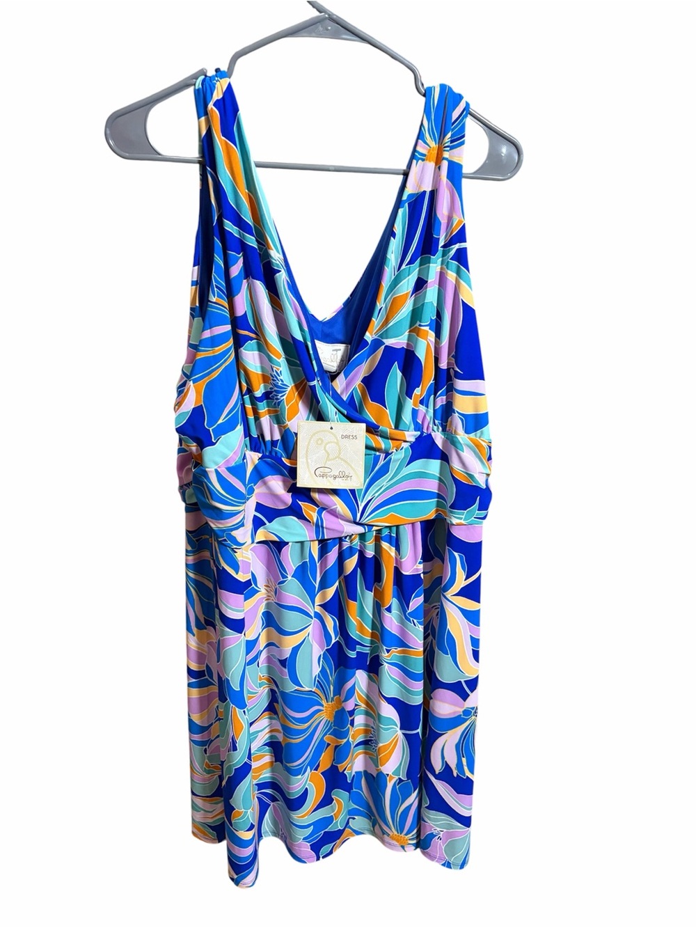 PAPPAGALLO-Bright Blue Floral Dress SIZE XL